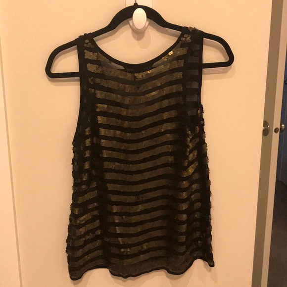 French connection sheer sequin tank top striped 6 - Picture 4 of 4